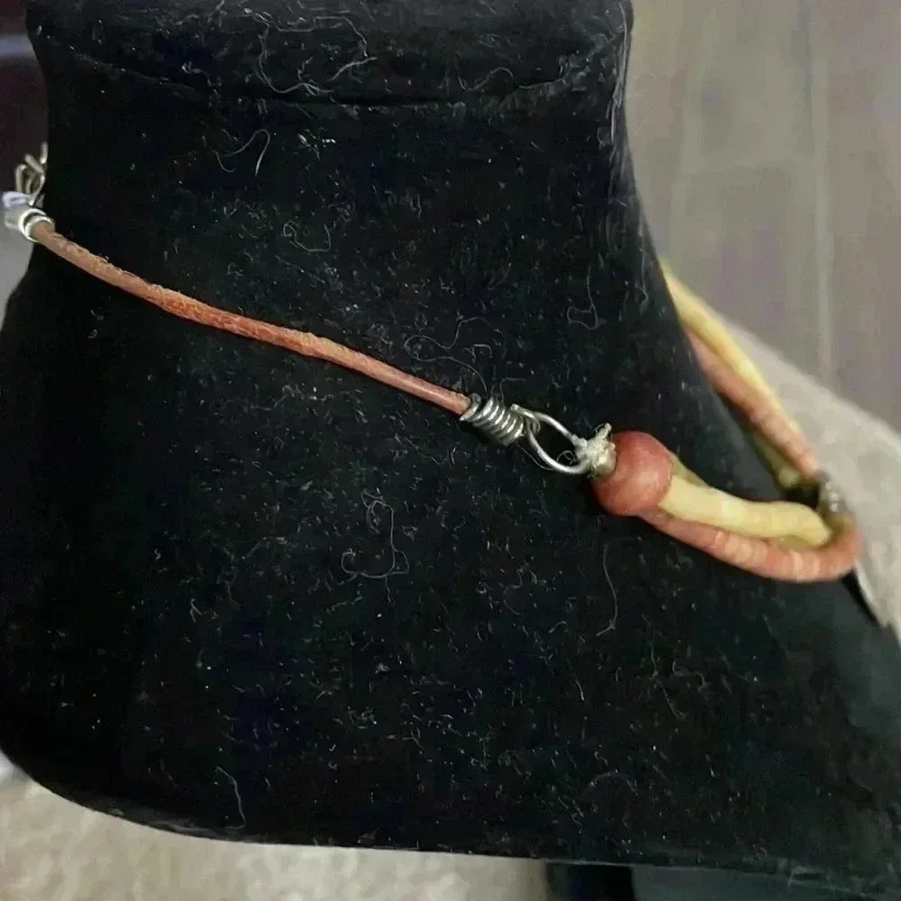 Vintage tribal beaded pendant necklace